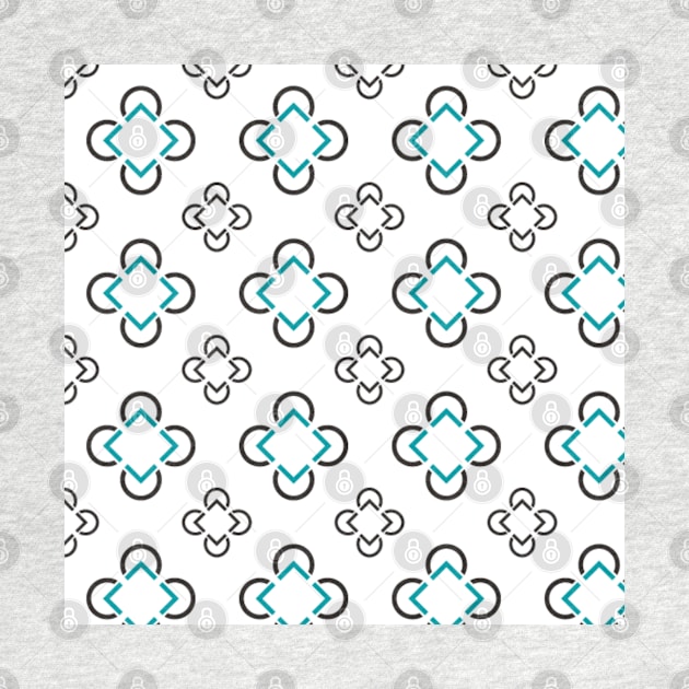 Modern Design White Background Black Blue Diamond Clover Negative Space Simple Print Pattern Mid Mod New School Home Decor by Shayna